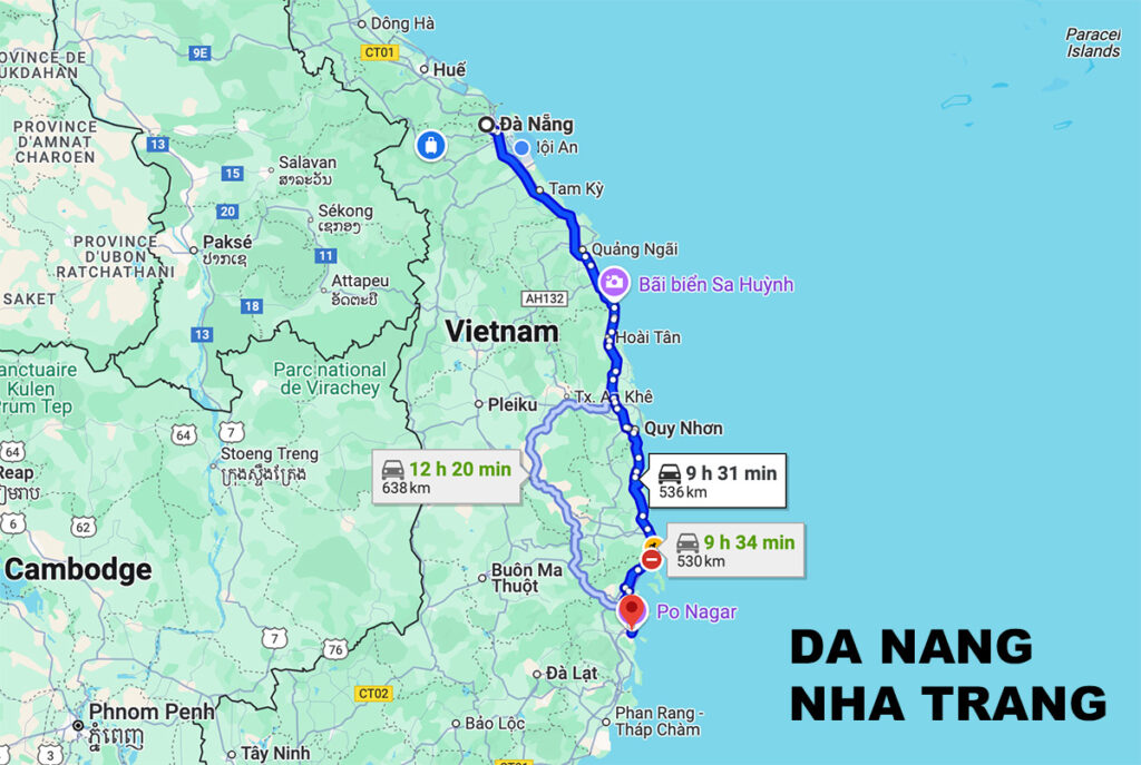 The distance is about 530 km